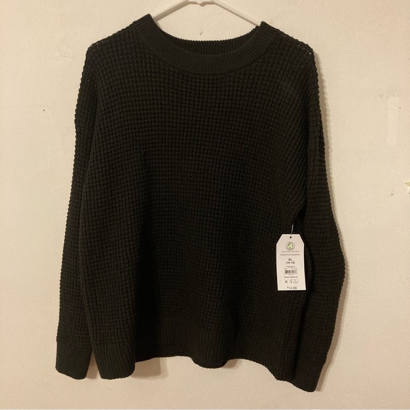 NWT Time and Tru XL black waffle knit sweater. Roomy and soft!! - Picture 1 of 7